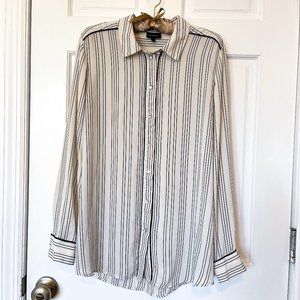 Who What Wear Pinstripe Button-front Shirt (L)